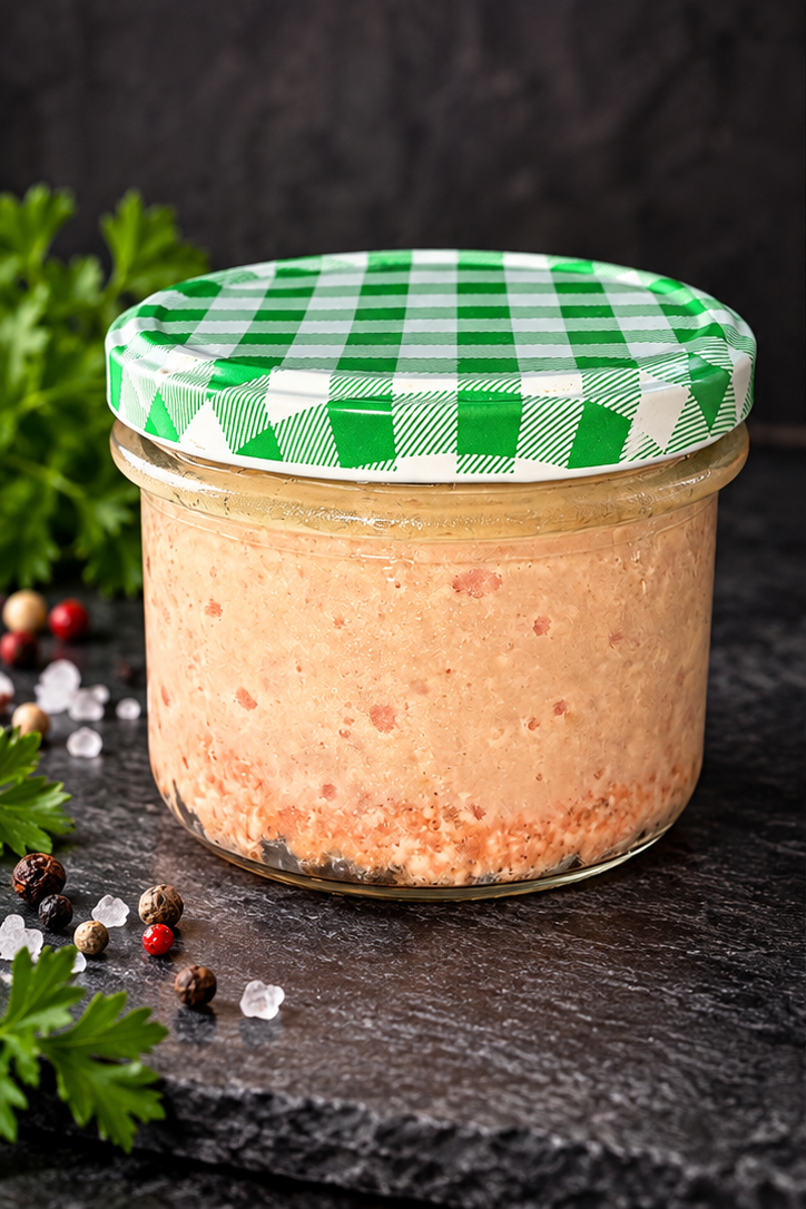Hausschlachtene Leberwurst im Glas
